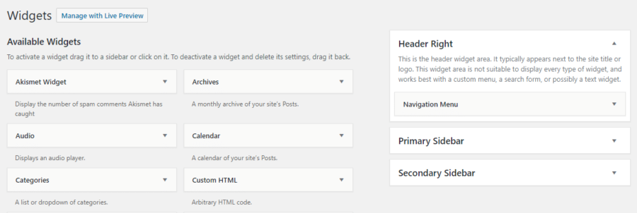 widgets that can be added to customize a WordPress theme