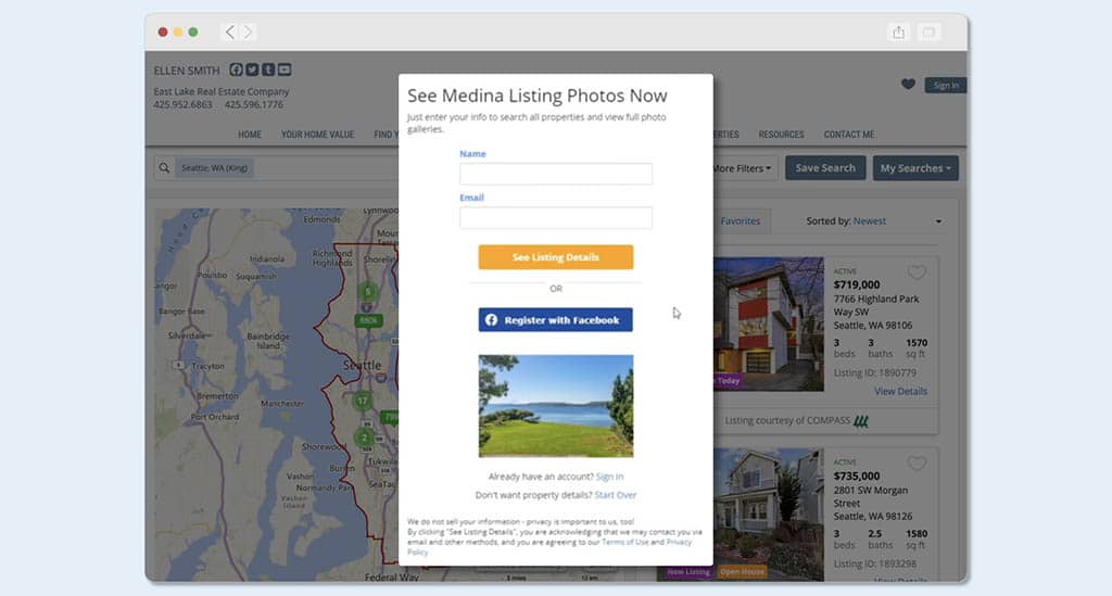 Drive buyers to input data with the listing popup on Market Leader's websites