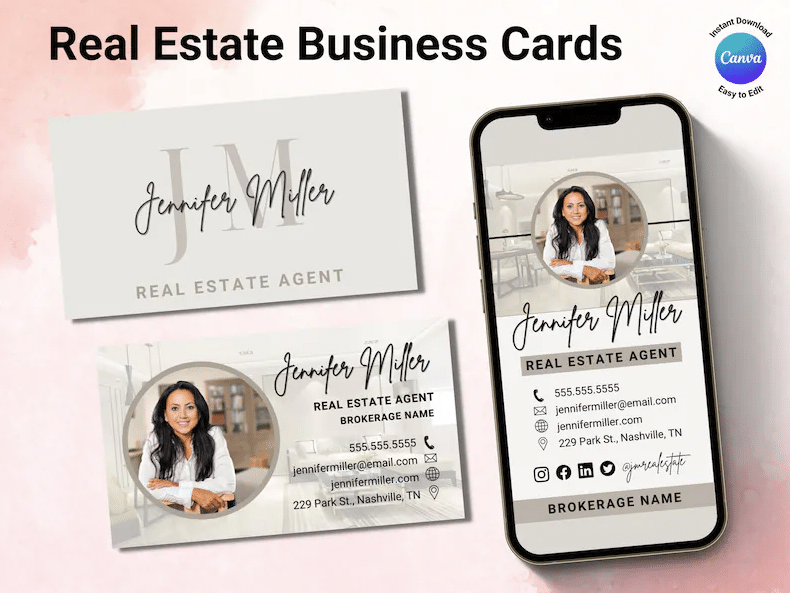 Etsy offers tons of beautiful real estate business card templates that include a digital version