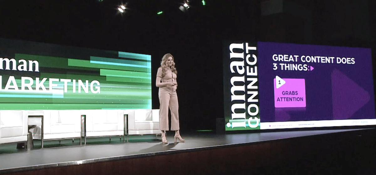 Hilary Billings speaking on stage at Inman Connect Las Vegas 2023