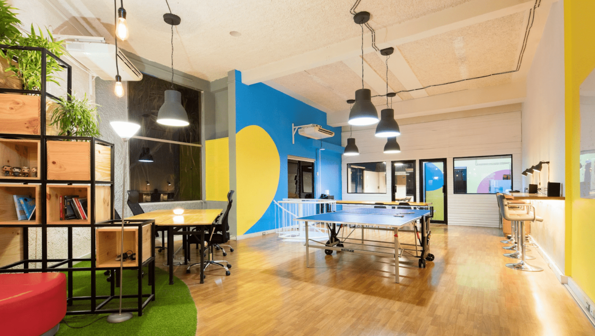 Modern colorful office with ping pong table