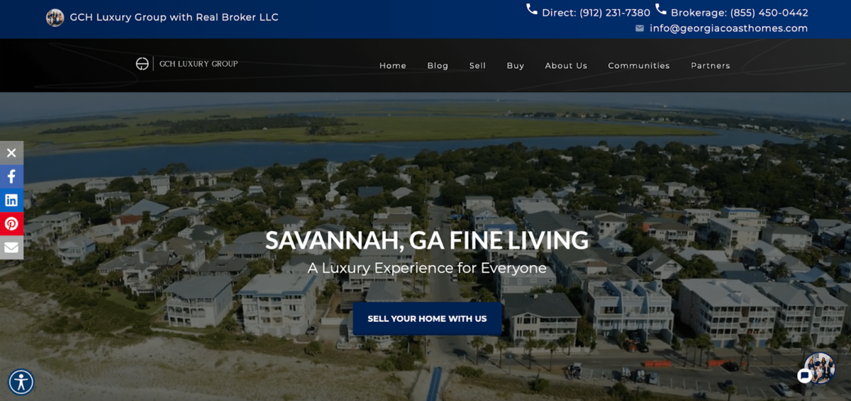 An example of a real estate website designed by Easy Agent Pro out of Savannah Georgia