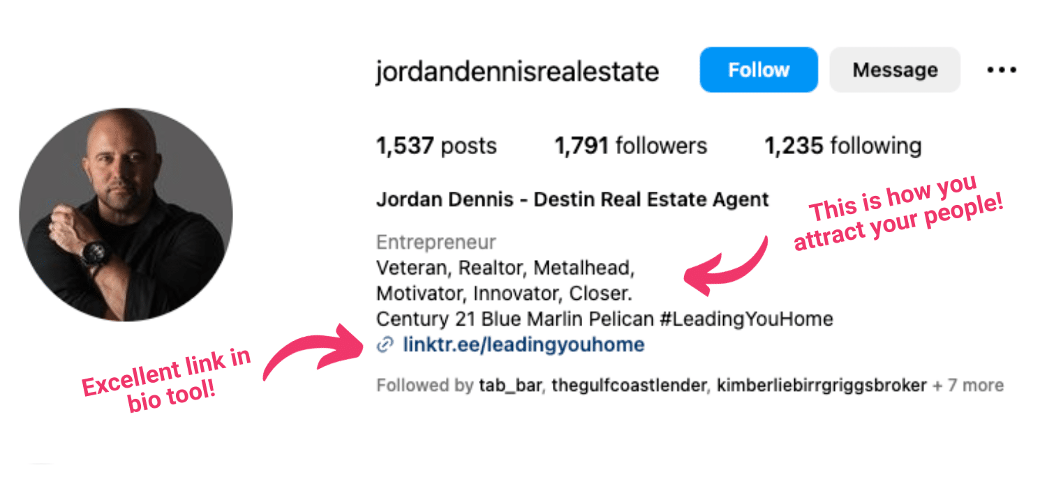 Screenshot of Jordan Dennis's Instagram page with bio.