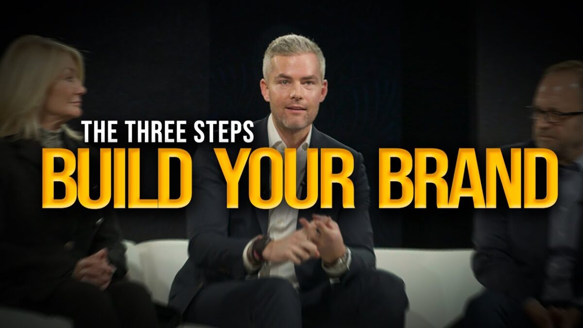 Ryan Serhant YouTube channel; Image of Ryan Serhant with two other panelists; caption "Three steps to build your brand"