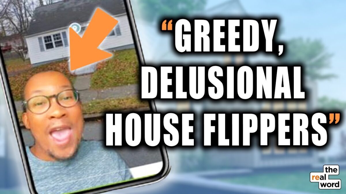 Broke Agent Media YouTube Channel; Image of viral TikTok video; caption "Greedy Delusional House Flippers"