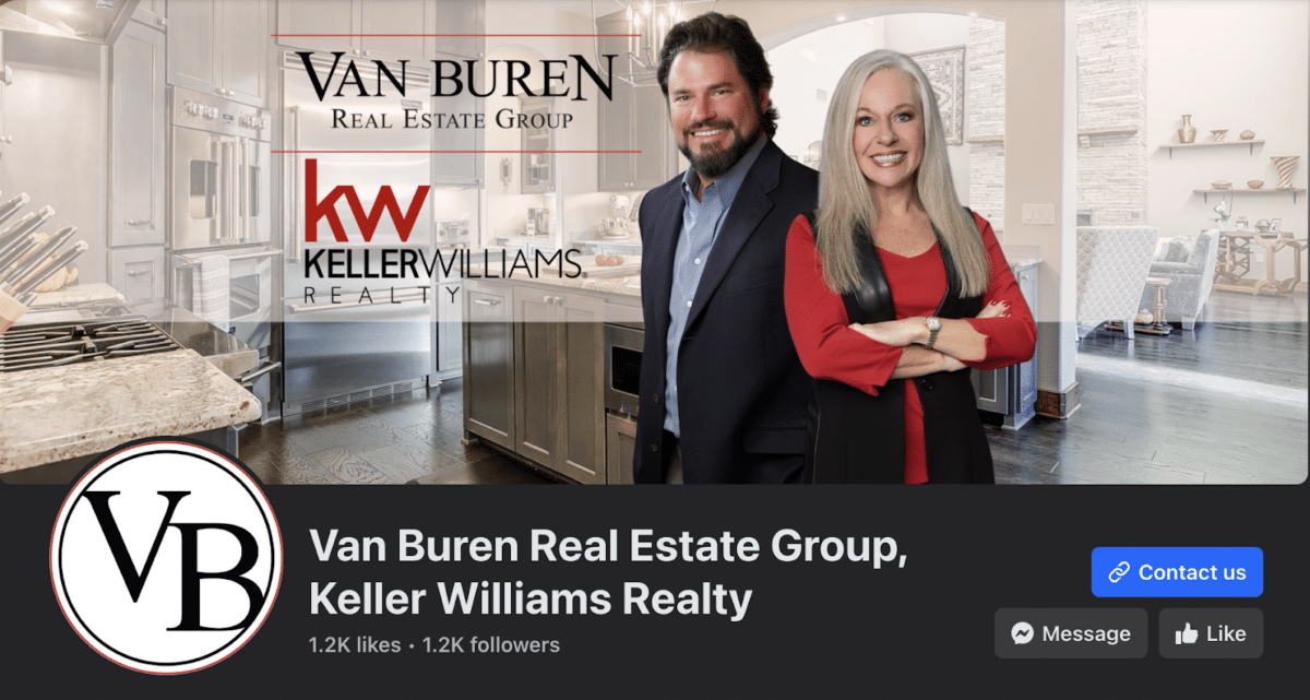 Van Buren Real Estate Group uses photos from previous listings in their Facebook cover photos