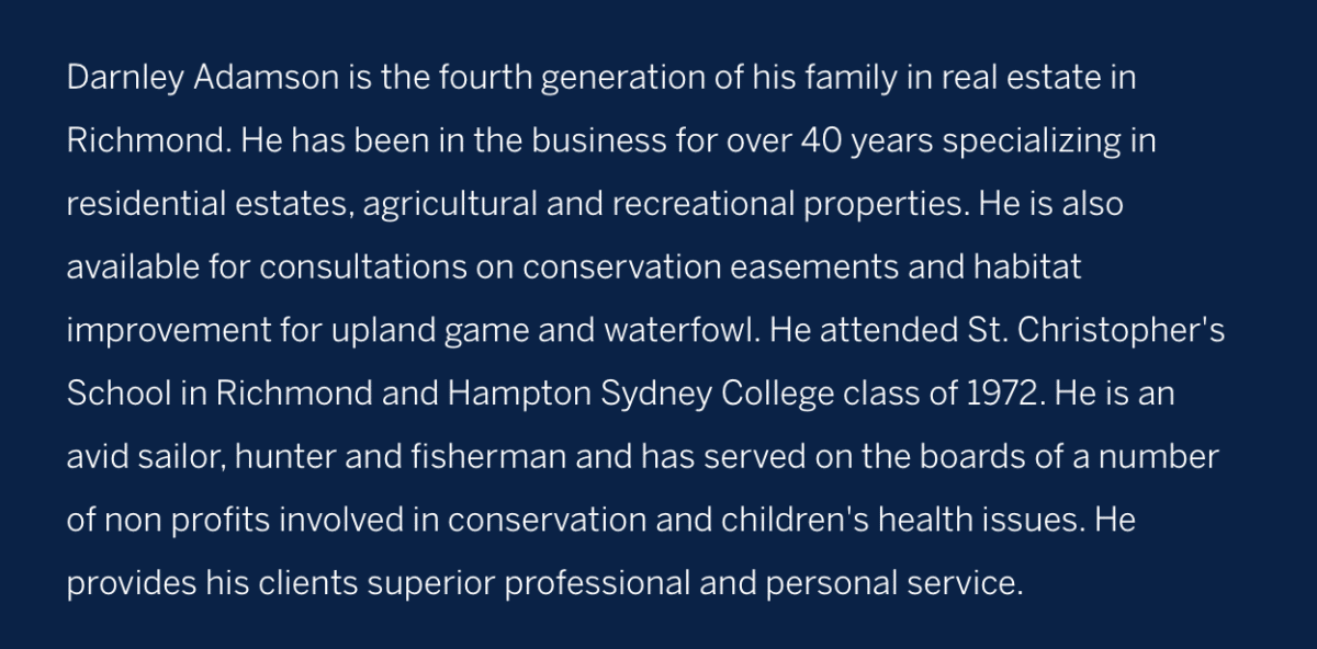 screenshot of an example of a short and sweet real estate bio.