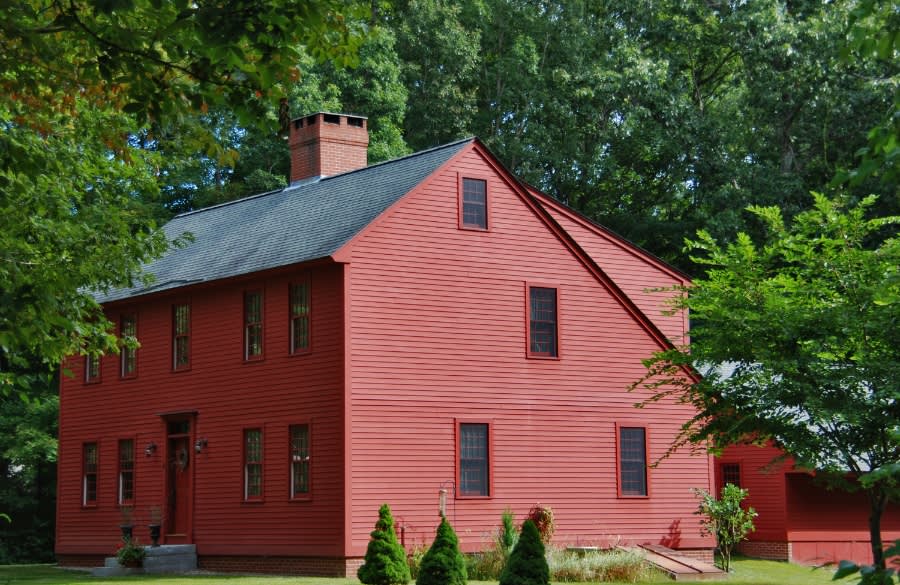 A colonial saltbox house