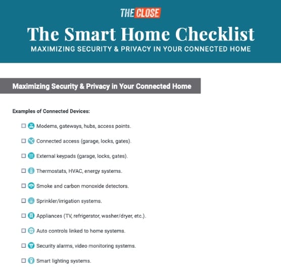 Screenshot of The Close’s Smart Home Checklist page one