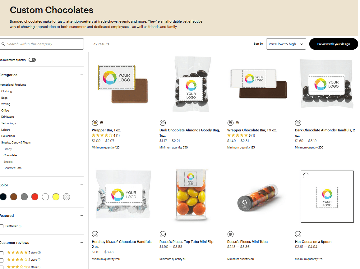 Custom chocolates promotional gifts on VistaPrint.