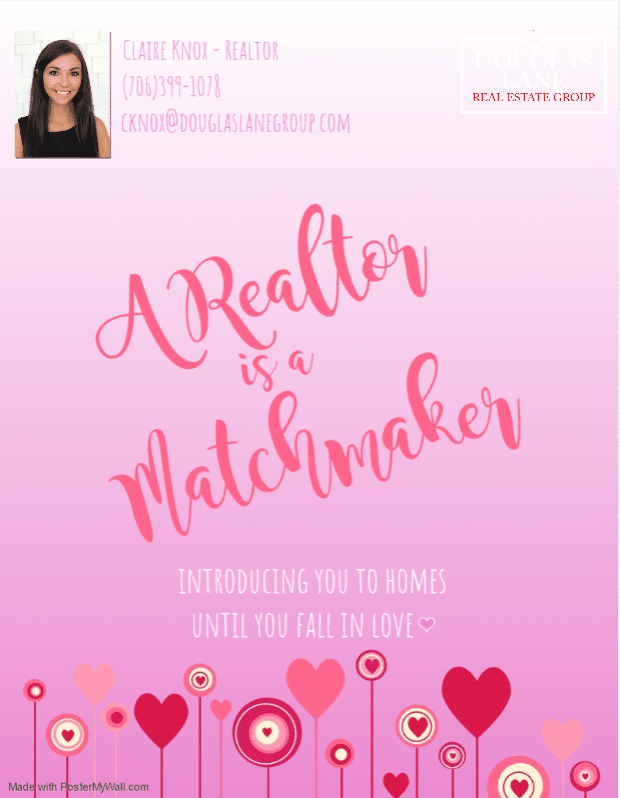 A customizable Valentine's Day oversized postcard that says, "A realtor is a matchmaker. Introducing you to homes until you fall in love."