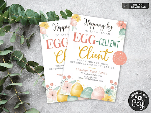 Printable Easter-themed download template available for purchase on Etsy.