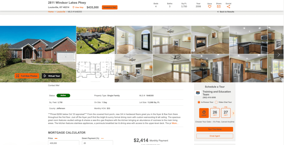 Screenshot of a property page from inside a Sierra Interactive website built for a real estate brokerage