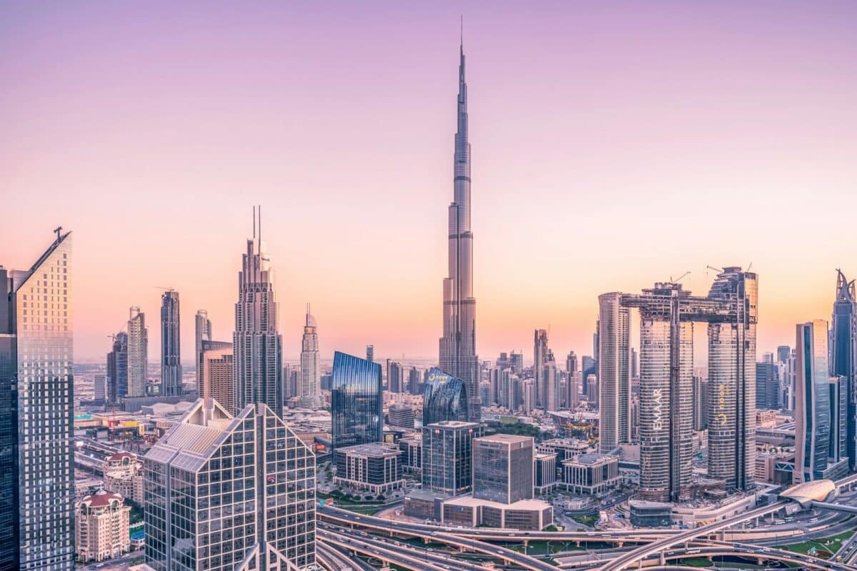 Dubai skyline with Burj Khalifa in the middle