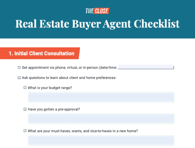 The Close’s Buyer Agent Checklist