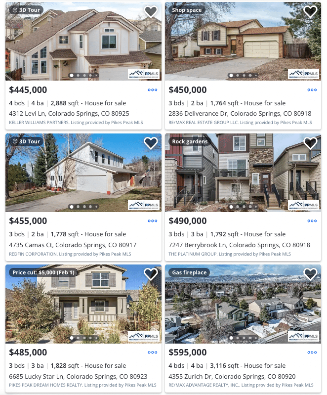 Zillow listings in Colorado Springs with 3D tours