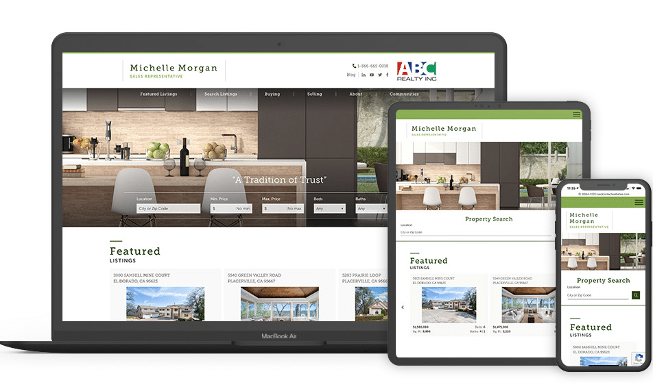 Example real estate agent website on IXACT Contact
