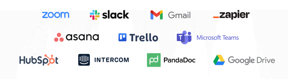 Twelve logos for some of the available integrations with Pipedrive