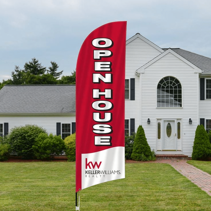 Keller Williams Realty's red open house feather flag