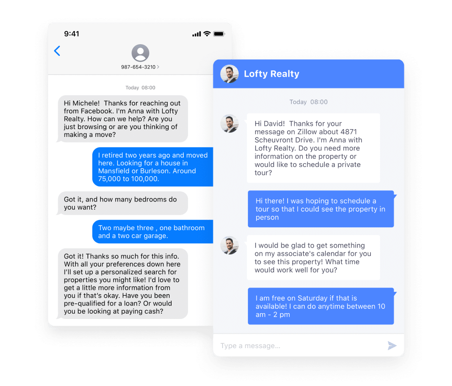Text conversation with client using AI responses