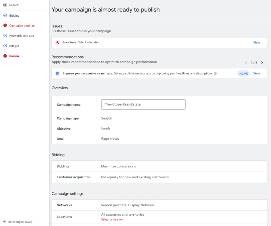 Google Ads settings review