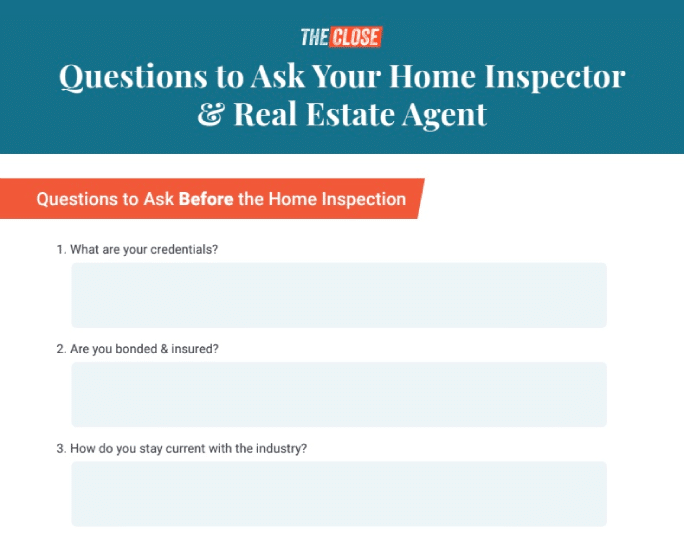Home Inspector Questions Template