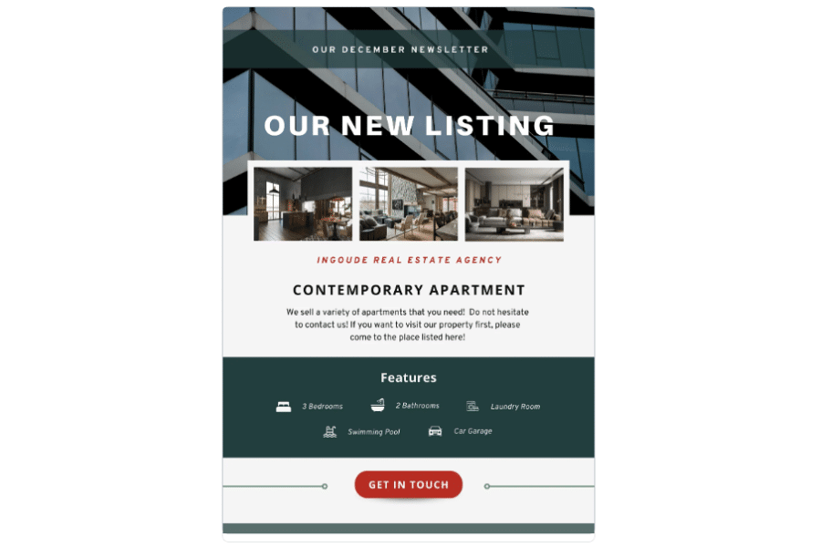Real estate email template on Canva