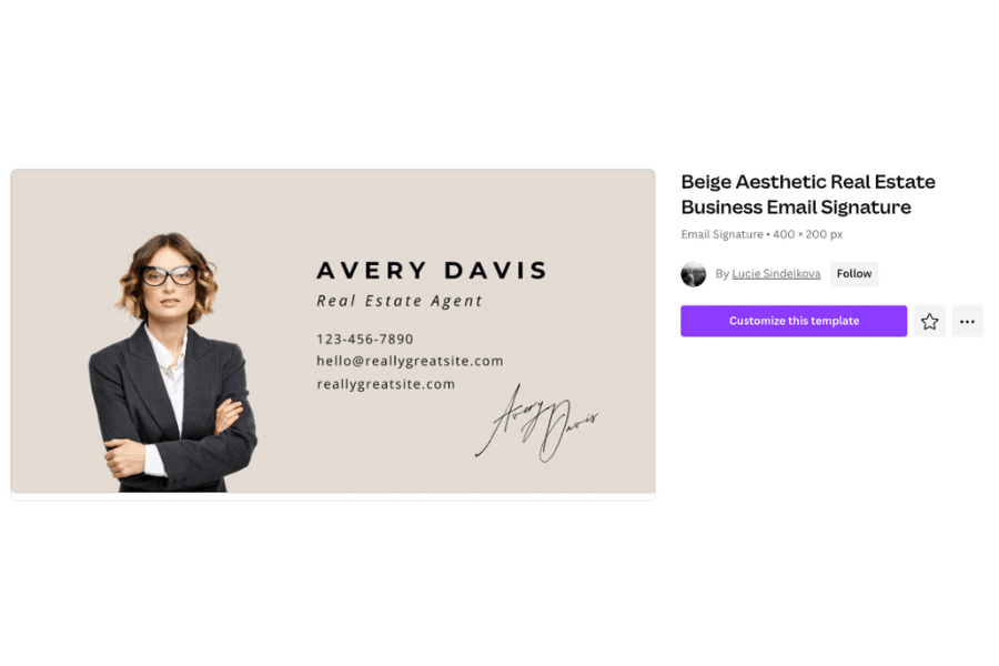 Canva real estate agent email signature template