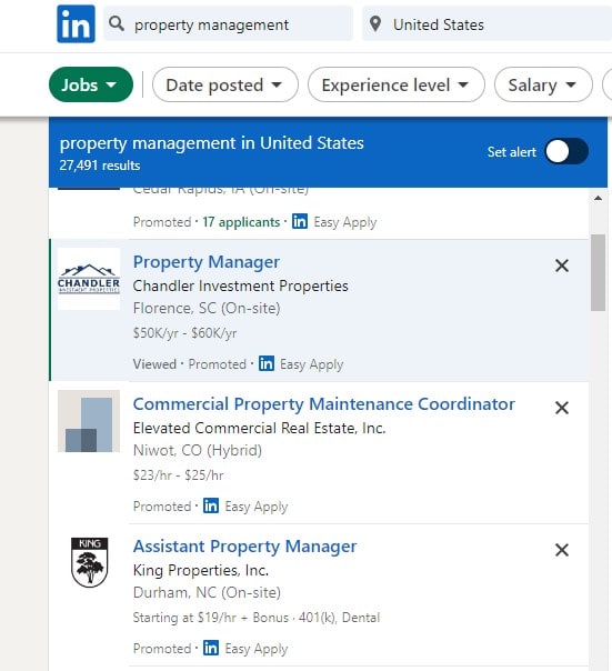 Property manager job position on LinkedIn
